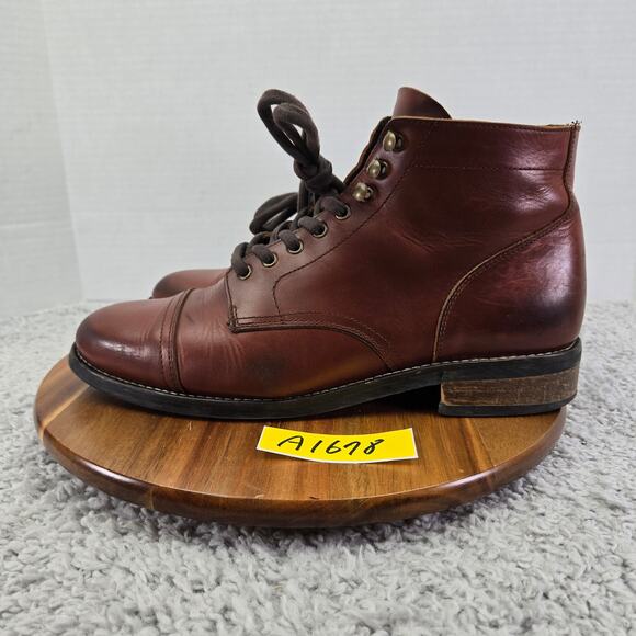 Rhodes Footwear Dean Brown Leather Cap Toe Ankle Lace Up Dress Boots Mens 11.5 - Picture 1 of 16